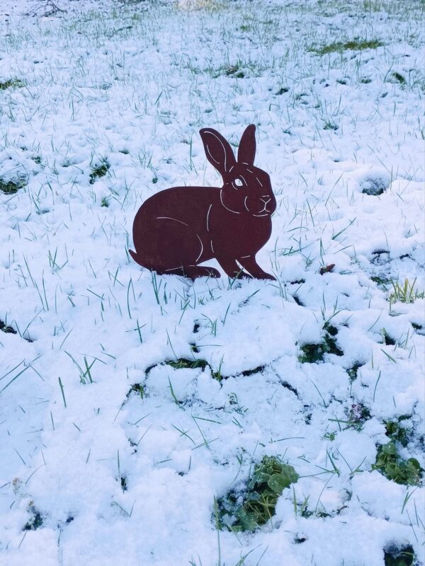 Lapin taille réelle acier rouillé – Image 3