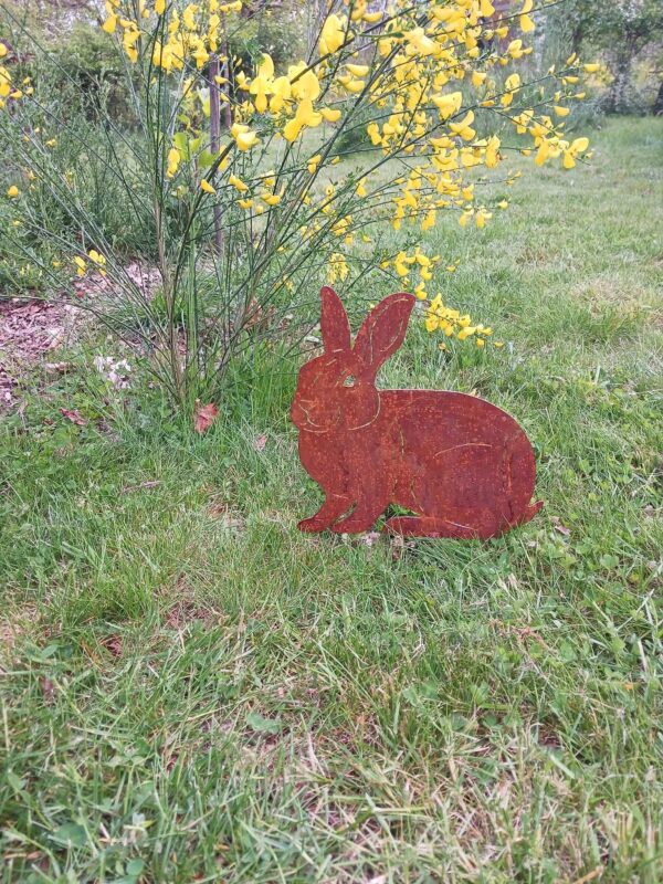 Lapin taille réelle acier rouillé – Image 4