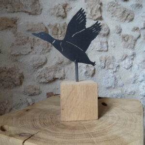 Canard colvert acier sur socle bois