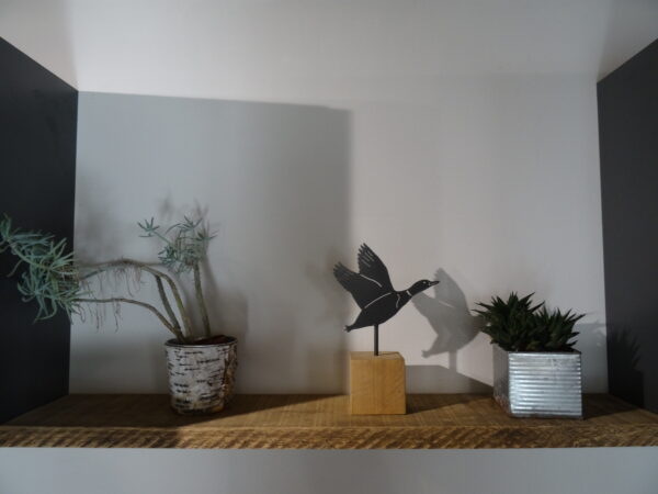 Canard colvert acier sur socle bois – Image 3