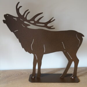 Cerf qui brame grand modèle socle acier