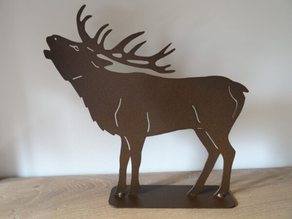 Cerf qui brame grand modèle socle acier